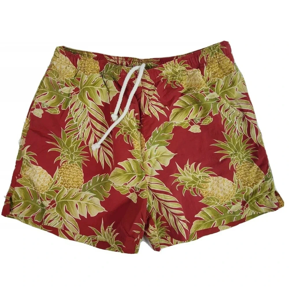 Tommy Bahama Relax Mens Med Mesh line Swim Trunks Hawaiian Red Pineapples palm